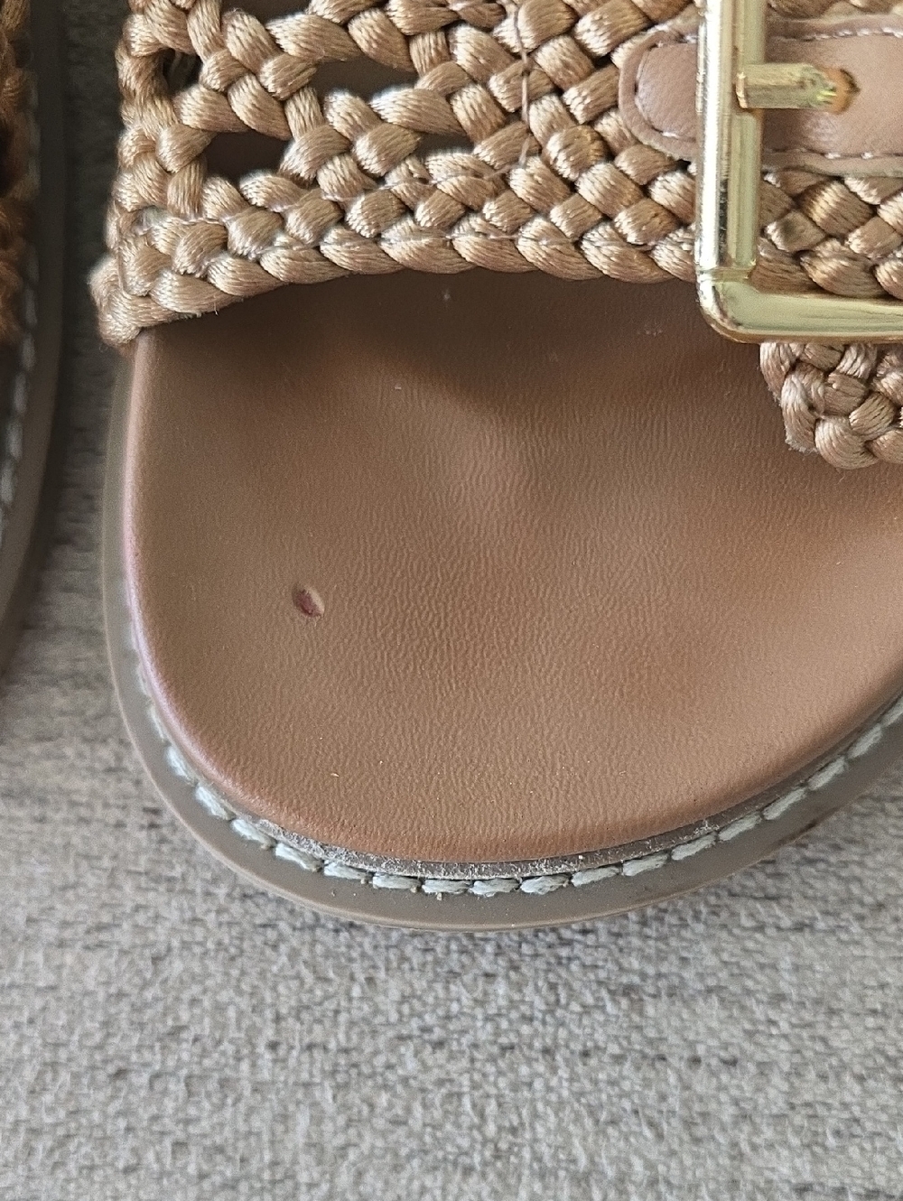 Joie Woven Birken Double-Buckle Slide Sandals - Metallic Brown Sz 8.5 - Picture 4 of 9